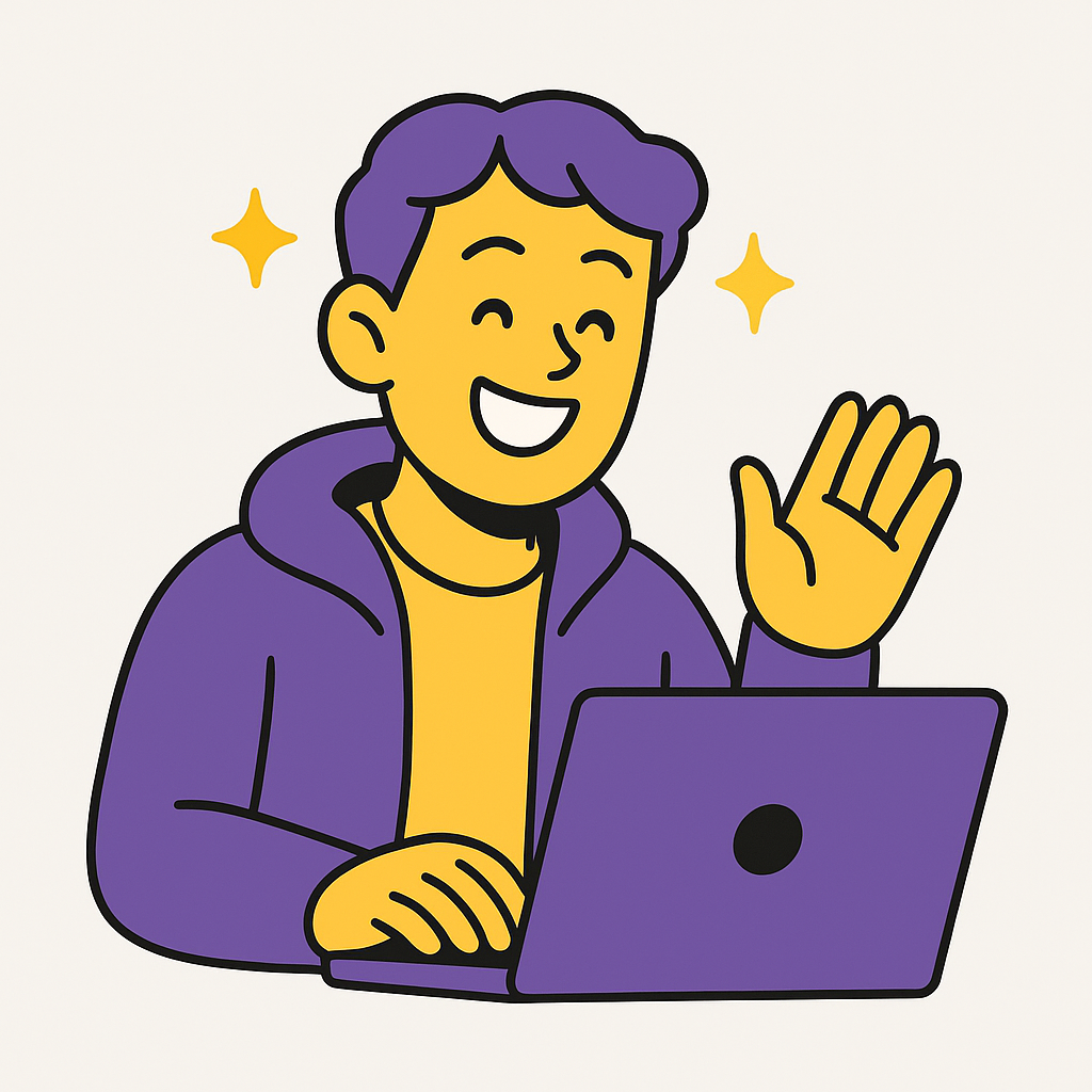 Person happily connecting through technology